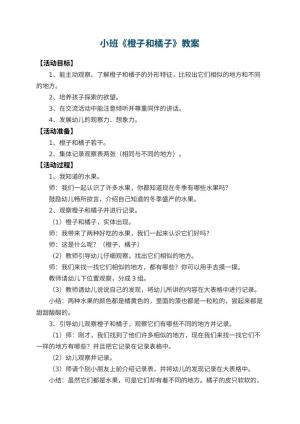 幼儿园小班教案《橙子和橘子》预览