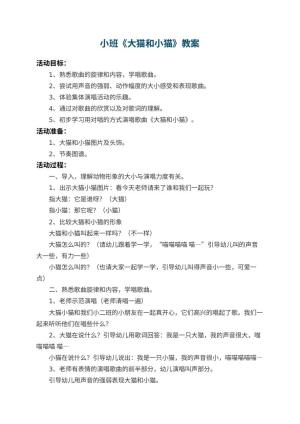 幼儿园小班教案《大猫和小猫》 包含反思