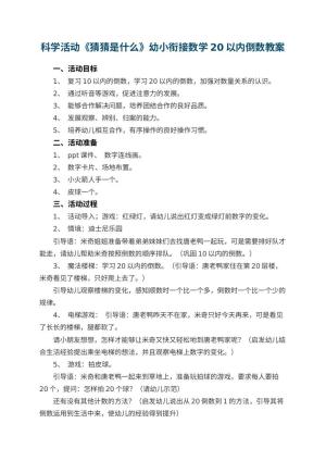 幼儿园科学活动《猜猜是什么》幼小衔接数学教案20以内倒数预览