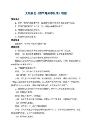 幼儿园大班安全教案《煤气开关不乱动》 包含反思预览