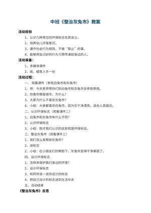 幼儿园中班教案《整治灰兔市》 包含反思预览