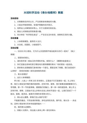 幼儿园大班科学教案活动《骨头啥模样》 包含反思