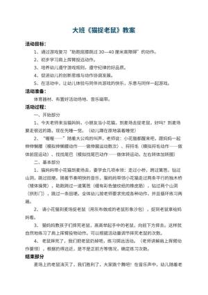 幼儿园大班教案《猫捉老鼠》 包含反思