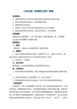 幼儿园小班主题教案《有趣的五官》 包含反思预览