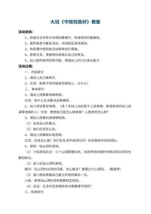 幼儿园大班教案《守规则真好》 包含反思预览