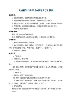幼儿园大班科学公开课教案《东西不见了》 包含反思预览