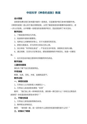 幼儿园中班科学《神奇的皮肤》教案 包含反思预览