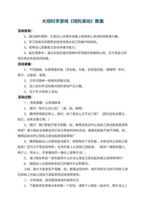 幼儿园大班科学游戏教案《球的滚动》 包含反思预览