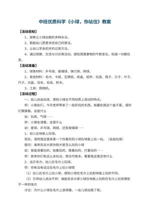 幼儿园中班优质科学教案《小球，你站住》 包含反思