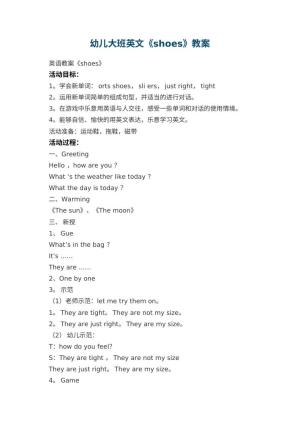 幼儿园幼儿大班英文教案《shoes》预览