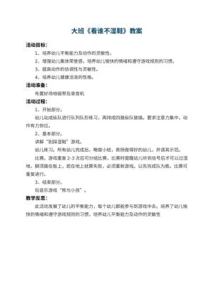 幼儿园大班教案《看谁不湿鞋》 包含反思预览