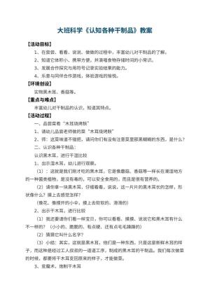 幼儿园大班科学教案《认知各种干制品》预览