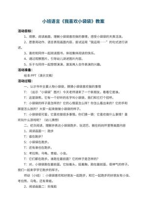 幼儿园小班语言优秀教案《我喜欢小袋袋》 包含反思预览