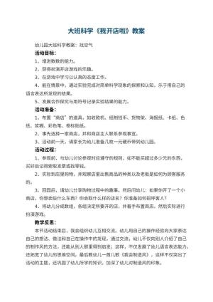 幼儿园大班科学优秀教案《我开店啦》 包含反思