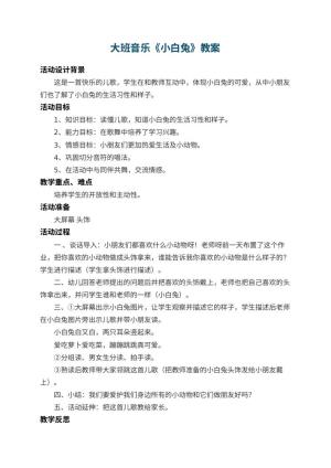幼儿园大班音乐教案《小白兔》 包含反思预览