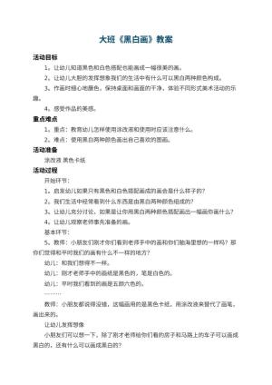 幼儿园大班教案《黑白画》 包含反思