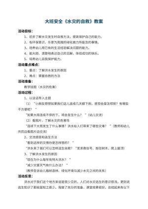 幼儿园大班安全教案《水灾的自救》 包含反思预览