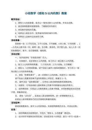 幼儿园小班数学教案《感知5以内的数》 包含反思预览