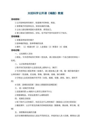 幼儿园大班科学公开课教案《绳趣》 包含反思预览