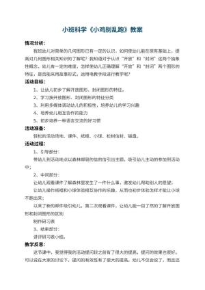 幼儿园小班科学优秀教案《小鸡别乱跑》 包含反思预览