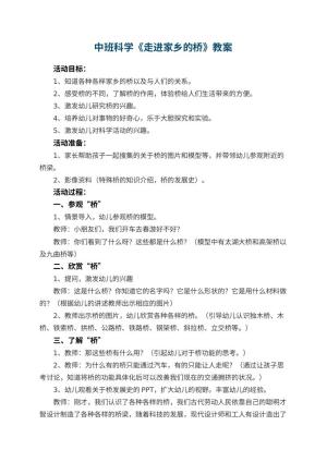 幼儿园中班科学教案《走进家乡的桥》 包含反思预览