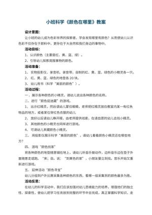 幼儿园小班科学优秀教案《颜色在哪里》 包含反思
