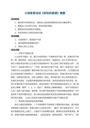 幼儿园小班体育活动教案《好玩的袋袋》 包含反思