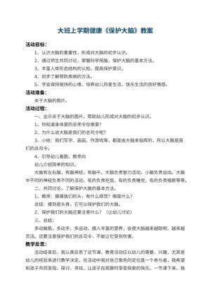 幼儿园大班上学期健康教案《保护大脑》 包含反思预览