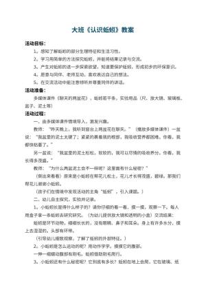 幼儿园大班教案《认识蚯蚓》 包含反思预览