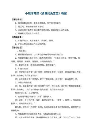 幼儿园小班体育课教案《勇敢的兔宝宝》 包含反思预览
