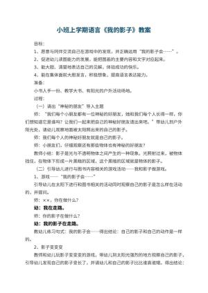 幼儿园小班上学期语言教案《我的影子》 包含反思预览