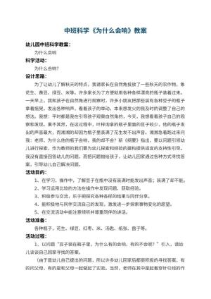 幼儿园中班科学教案《为什么会响》 包含反思