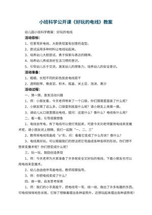 幼儿园小班科学公开课教案《好玩的电线》 包含反思预览