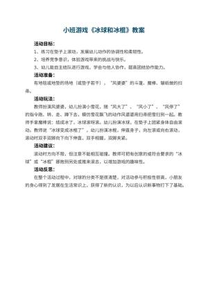 幼儿园小班游戏教案《冰球和冰棍》 包含反思预览