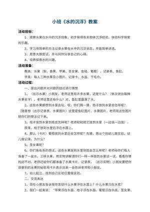 幼儿园小班教案《水的沉浮》 包含反思预览