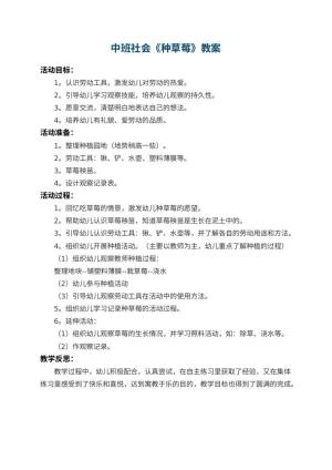 幼儿园中班社会教案《种草莓》 包含反思