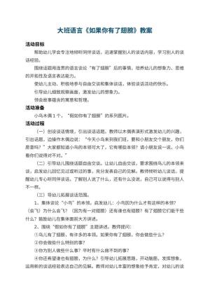 幼儿园大班语言教案《如果你有了翅膀》 包含反思预览