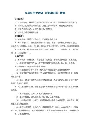 幼儿园大班科学优质课教案《自制饮料》 包含反思