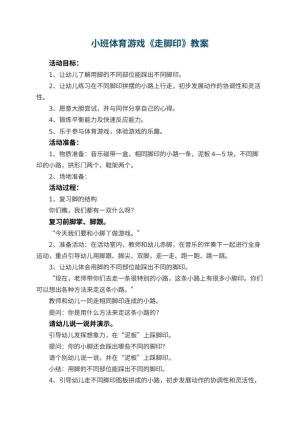 幼儿园小班体育游戏教案《走脚印》 包含反思预览