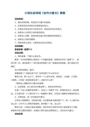幼儿园小班社会领域《合作力量大》教案 包含反思预览