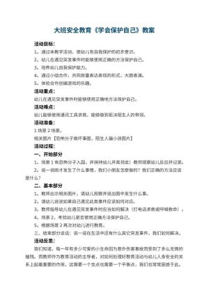 幼儿园大班安全教育教案《学会保护自己》预览