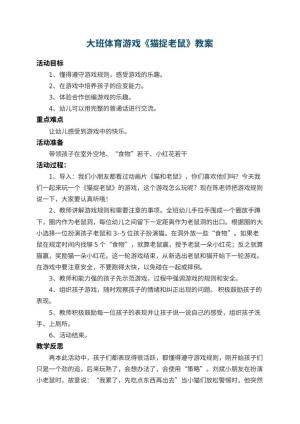 幼儿园大班体育游戏教案《猫捉老鼠》 包含反思预览