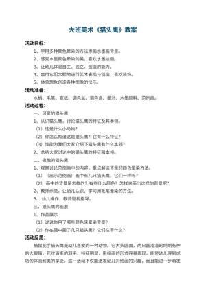 幼儿园大班美术教案《猫头鹰》 包含反思
