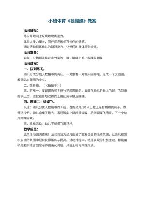 幼儿园小班体育教案《捉蝴蝶》 包含反思预览