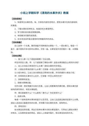 幼儿园小班上学期科学教案《漂亮的水果外衣》 包含反思预览