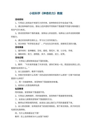 幼儿园小班科学教案《神奇的力》 包含反思