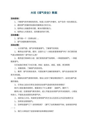 幼儿园大班教案《煤气安全》 包含反思预览