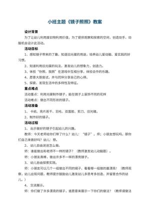 幼儿园小班主题教案《镜子照照》 包含反思预览