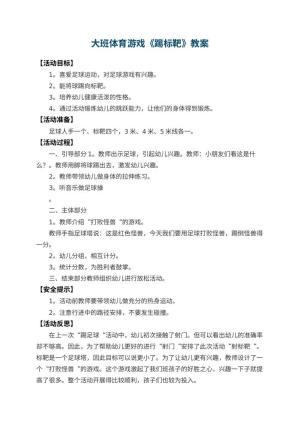 幼儿园大班体育游戏教案《踢标靶》 包含反思