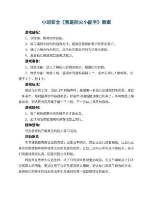幼儿园小班安全教案《我是防火小能手》 包含反思预览